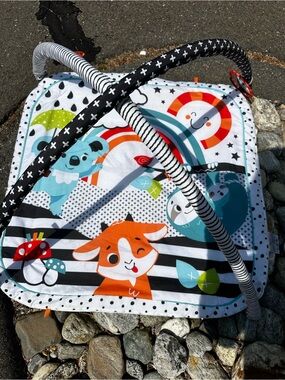 Fisher-Price Black White Orange Blue Baby Play Gym Mat barely used